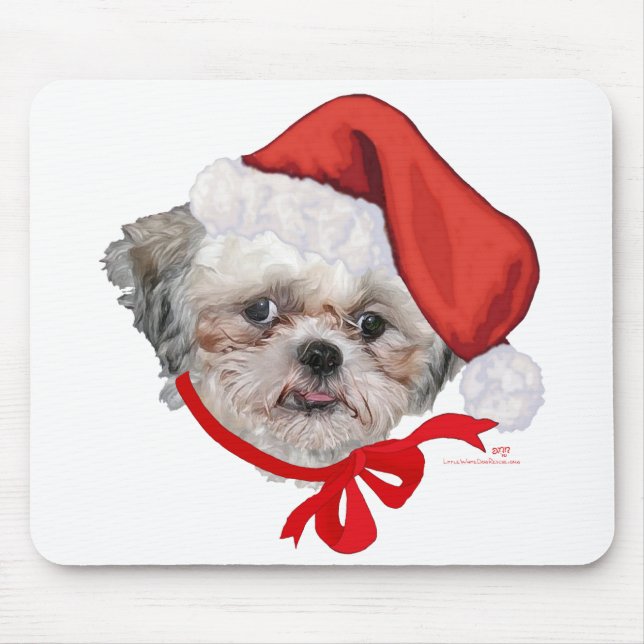 Mousepad Resgate de Shih Tzu Cachorro Feliz Natal (Frente)