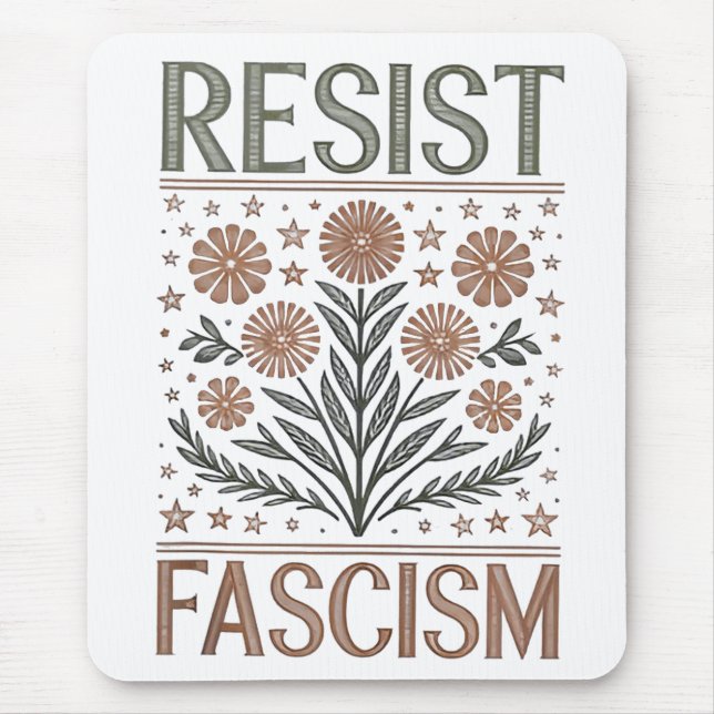 Mousepad Resistência ao fascismo Transgênero Floral LGBTQ A (Frente)