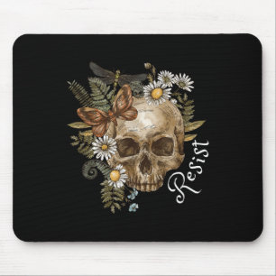 Mousepad Resistência Sutil Anti-Trump Caveira Floral Botâni