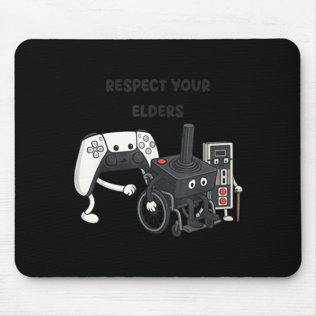 Mousepad Respect Your Elders Funny Gaming 80s Style Old New (Frente)