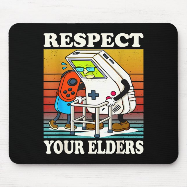 Mousepad Respect Your Elders Gaming Control 80s Retro Funny (Frente)