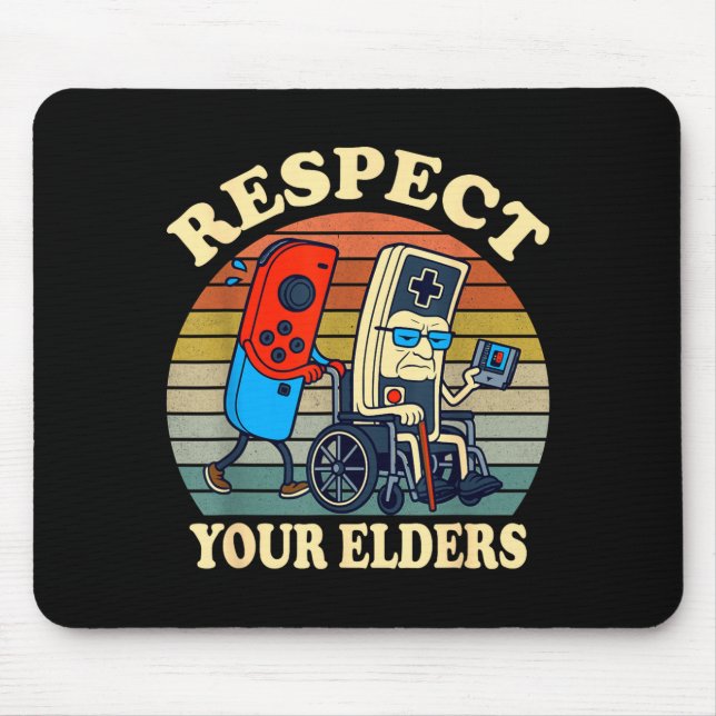 Mousepad Respect Your Elders Gaming Control 80s Retro Funny (Frente)