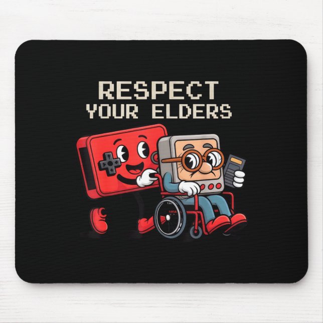 Mousepad Respect Your Elders Gaming Control Retro Funny Gam (Frente)