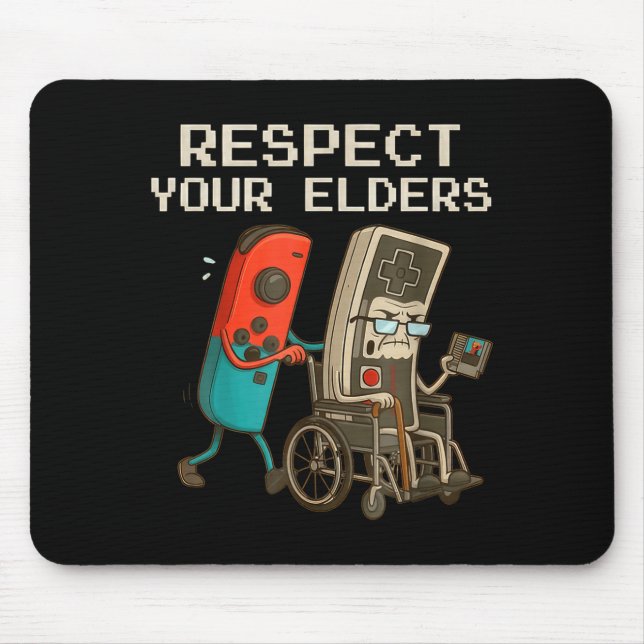 Mousepad Respect Your Elders Gaming Control Retro Funny Gam (Frente)