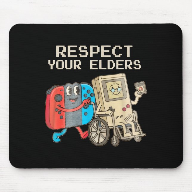 Mousepad Respect Your Elders Gaming Control Retro Funny Gam (Frente)