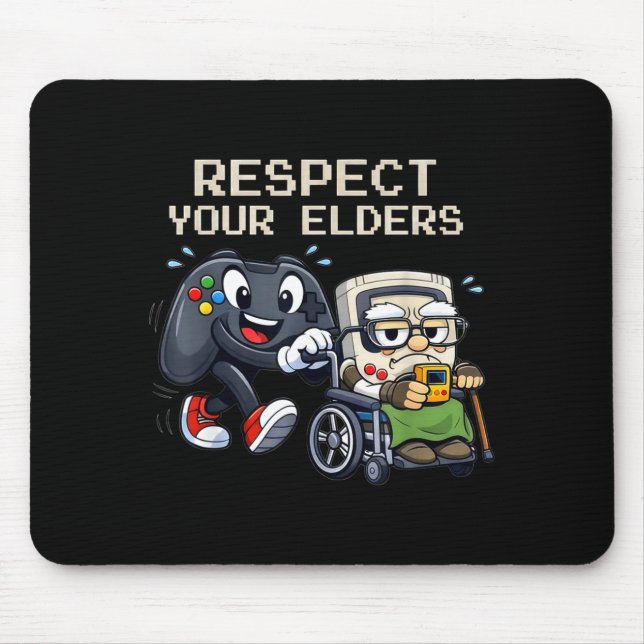 Mousepad Respect Your Elders Gaming Control Retro Funny Gam (Frente)