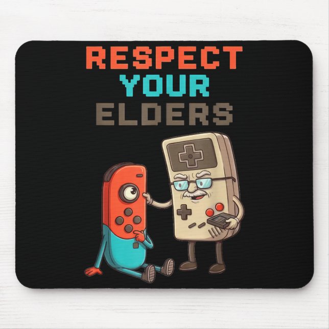 Mousepad Respect Your Elders Gaming Control Retro Funny Gam (Frente)