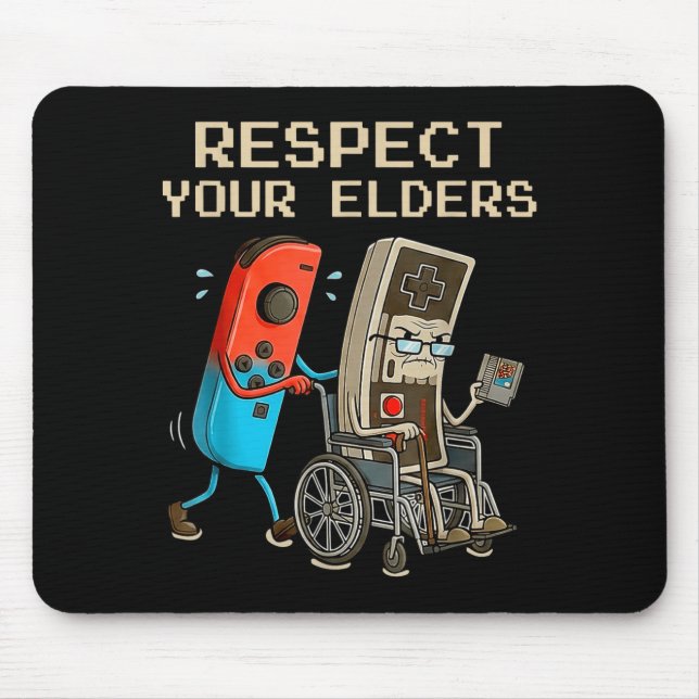 Mousepad Respect Your Elders Retro Gaming Controller Funny  (Frente)