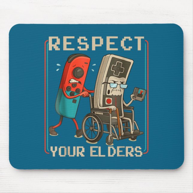 Mousepad Respect Your Elders Retro Gaming Funny Gamer Contr (Frente)