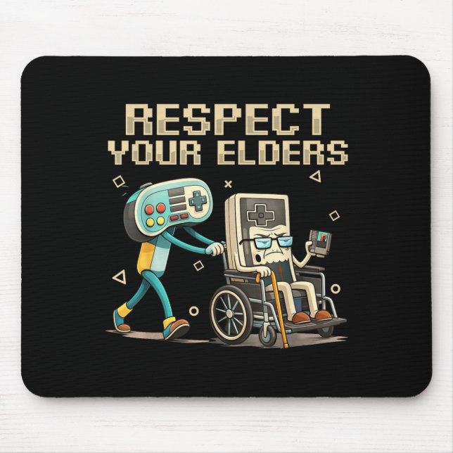 Mousepad Respect Your Elders Retro Gaming Funny Gamer Contr (Frente)