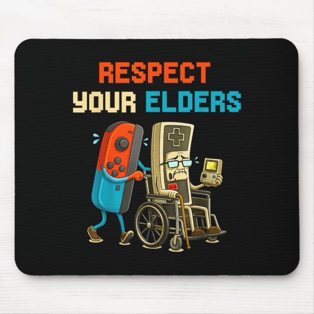 Mousepad Respect Your Elders Retro Gaming Funny Gamer Contr (Frente)