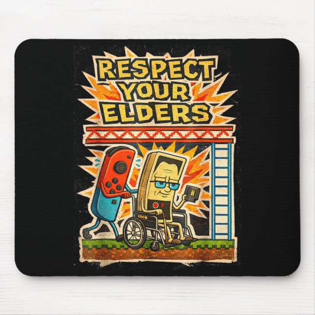 Mousepad Respect Your Elders Retro Gaming Funny Gamer Contr (Frente)