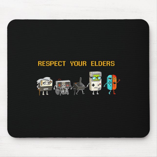 Mousepad Respect Your Elders Retro Gaming Funny Gamer Contr (Frente)