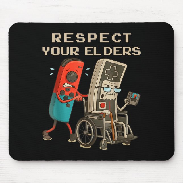 Mousepad Respect Your Elders Retro Gaming Funny Gamer Contr (Frente)