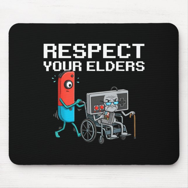 Mousepad Respect Your Elders Retro Gaming Funny Gamer Contr (Frente)