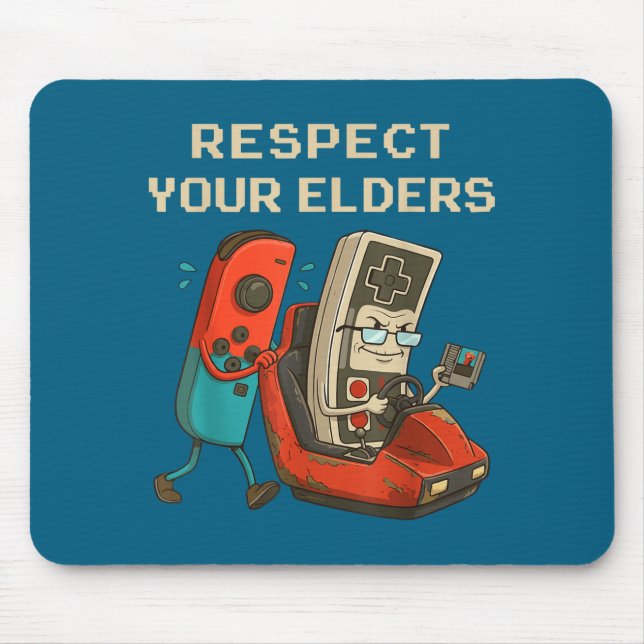 Mousepad Respect Your Elders Retro Gaming Funny Gamer Contr (Frente)