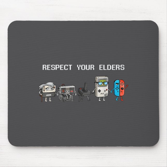 Mousepad Respect Your Elders Retro Gaming Funny Gamer Contr (Frente)