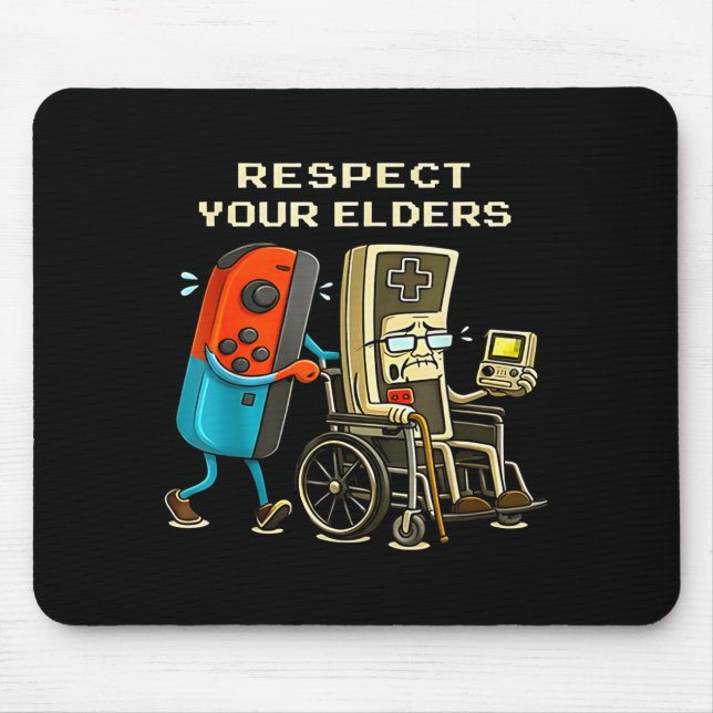 Mousepad Respect Your Elders Retro Gaming Funny Gamer Contr (Frente)