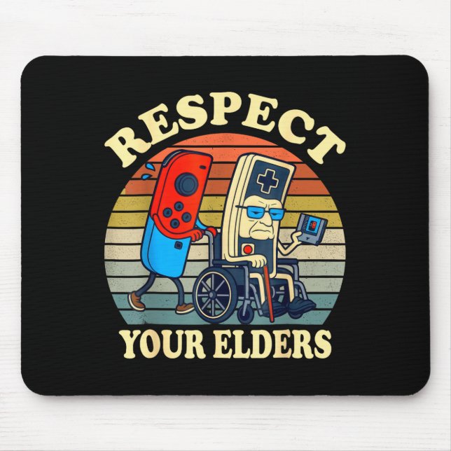 Mousepad Respect Your Elders Retro Gaming Funny Gamer Contr (Frente)