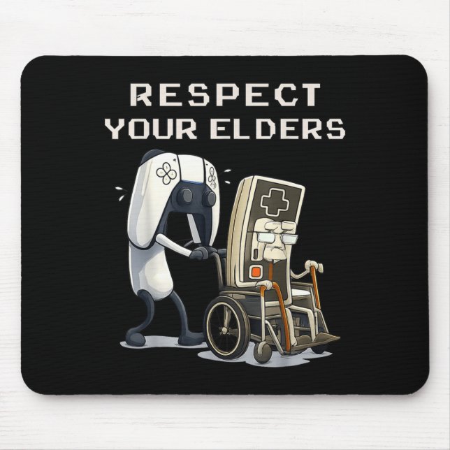 Mousepad Respect Your Elders Retro Gaming Funny Gamer Contr (Frente)