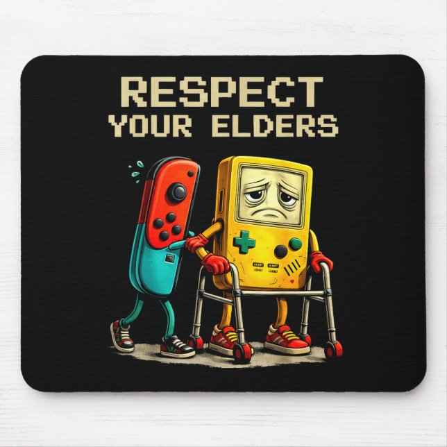 Mousepad Respect Your Elders Retro Gaming Funny Gamer Contr (Frente)