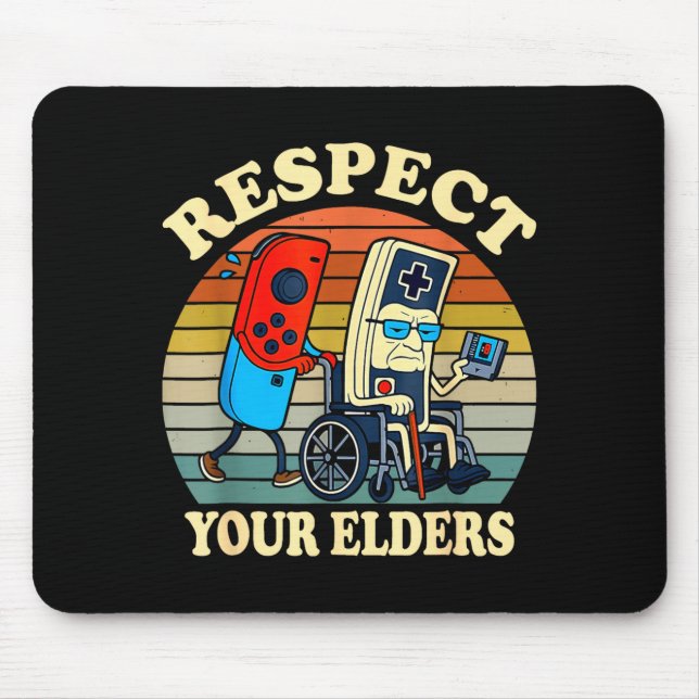 Mousepad Respect Your Elders Retro Gaming Funny Gamer Contr (Frente)
