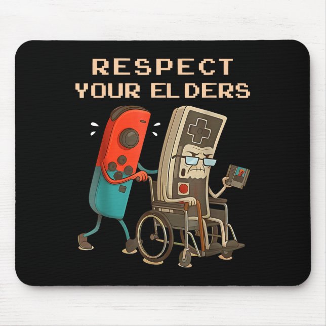 Mousepad Respect Your Elders Retro Gaming Funny Gamer Contr (Frente)