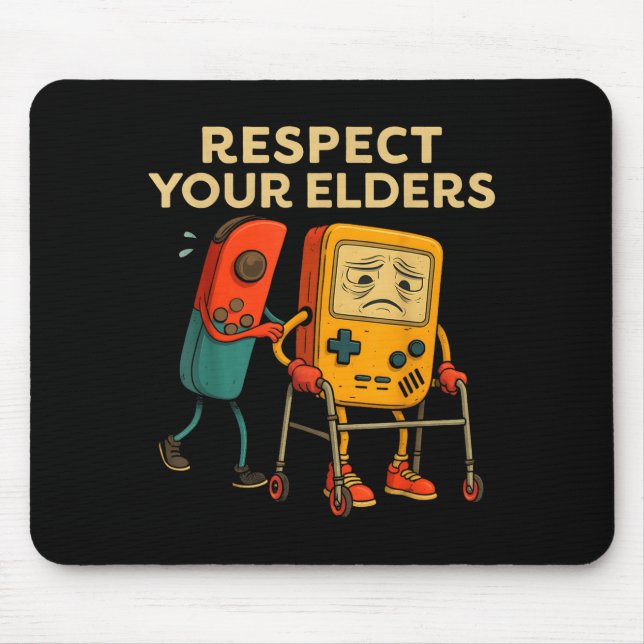 Mousepad Respect Your Elders Retro Gaming Funny Gamer Contr (Frente)
