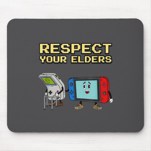 Mousepad Respect Your Elders Retro Gaming Funny Gamer Contr (Frente)