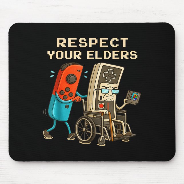 Mousepad Respect Your Elders Retro Gaming Funny Gamer Contr (Frente)