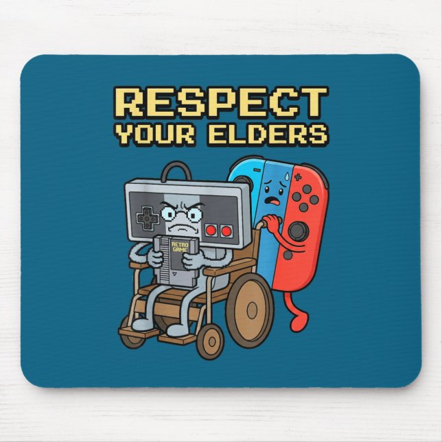 Mousepad Respect Your Elders Retro Gaming Funny Gamer Contr (Frente)