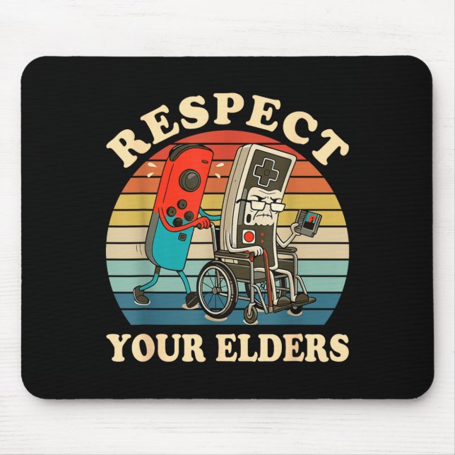 Mousepad Respect Your Elders Retro Gaming Funny Gamer Contr (Frente)