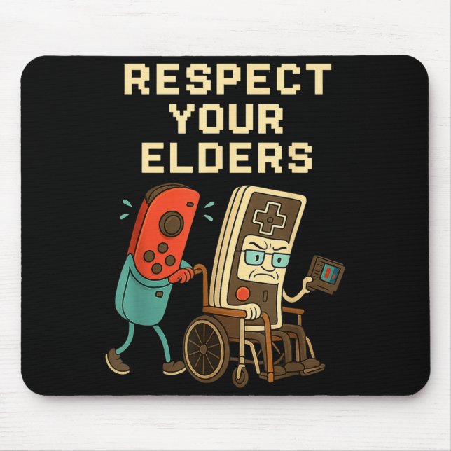 Mousepad Respect Your Elders Retro Gaming Funny Gamer Contr (Frente)