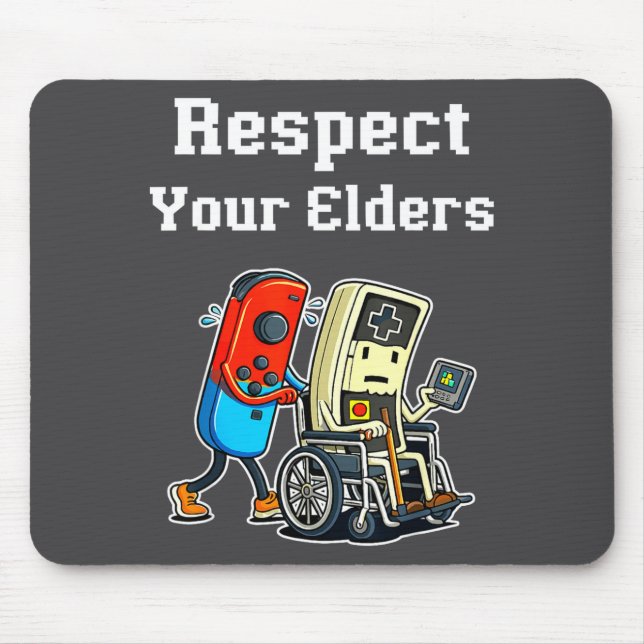 Mousepad Respect Your Elders Retro Gaming Funny Gamer Contr (Frente)