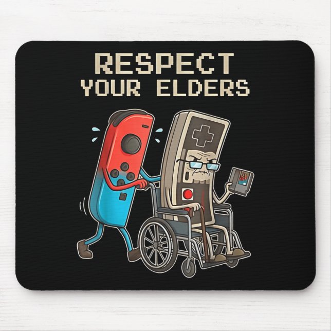 Mousepad Respect Your Elders Retro Gaming Funny Gamer Contr (Frente)