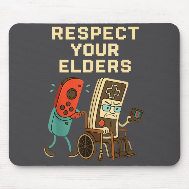 Mousepad Respect Your Elders Retro Gaming Funny Gamer Contr (Frente)