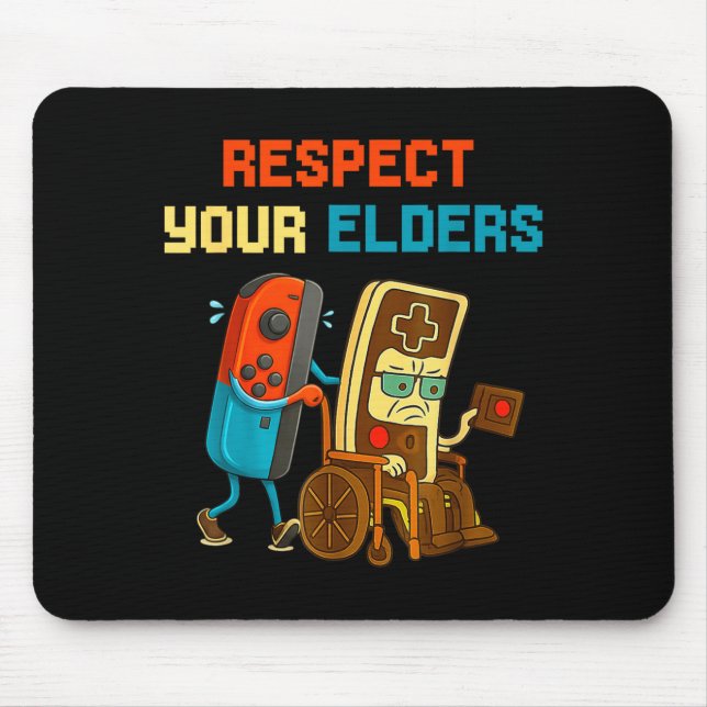 Mousepad Respect Your Elders Retro Gaming Funny Gamer Contr (Frente)