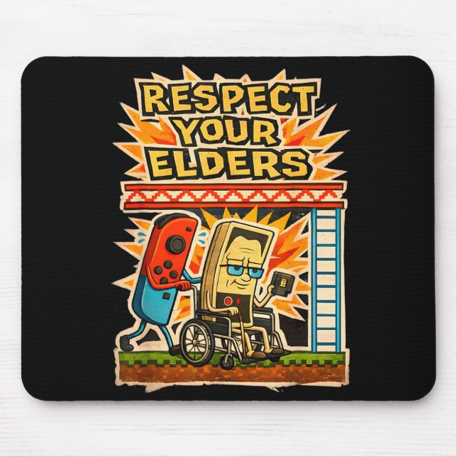 Mousepad Respect Your Elders Retro Gaming Funny Gamer Contr (Frente)
