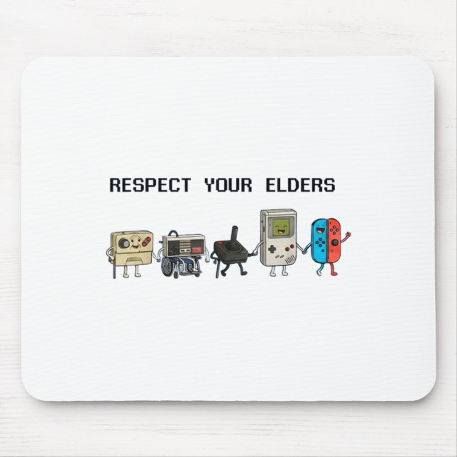 Mousepad Respect Your Elders Retro Gaming Funny Gamer Contr (Frente)