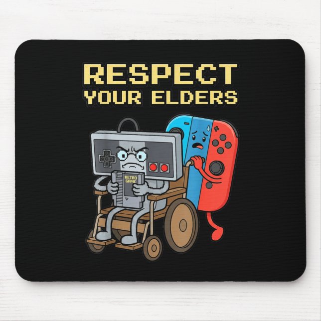 Mousepad Respect Your Elders Retro Gaming Funny Gamer Contr (Frente)