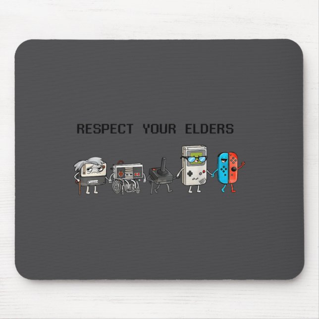 Mousepad Respect Your Elders Retro Gaming Funny Gamer Contr (Frente)