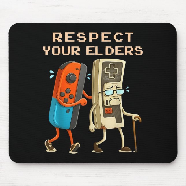 Mousepad Respect Your Elders Retro Gaming Funny Gamer Contr (Frente)