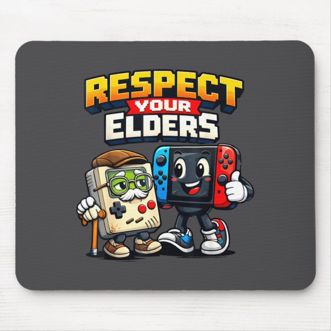 Mousepad Respect Your Elders Retro Gaming Funny Gamer Contr (Frente)
