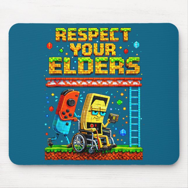 Mousepad Respect Your Elders Retro Gaming Funny Gamer Contr (Frente)