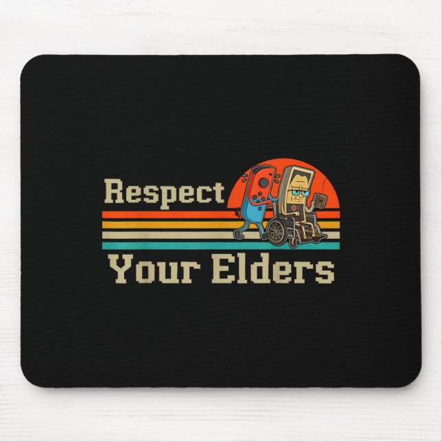 Mousepad Respect Your Elders Retro Gaming Funny Gamer Contr (Frente)