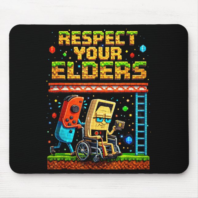 Mousepad Respect Your Elders Retro Gaming Xel Gamer Control (Frente)