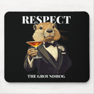Mousepad Respeite O Groundhog Engraçado Ground Hog Em Smoki