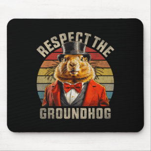 Mousepad Respeite O Groundhog Ground Hog Retro Sunset Groun