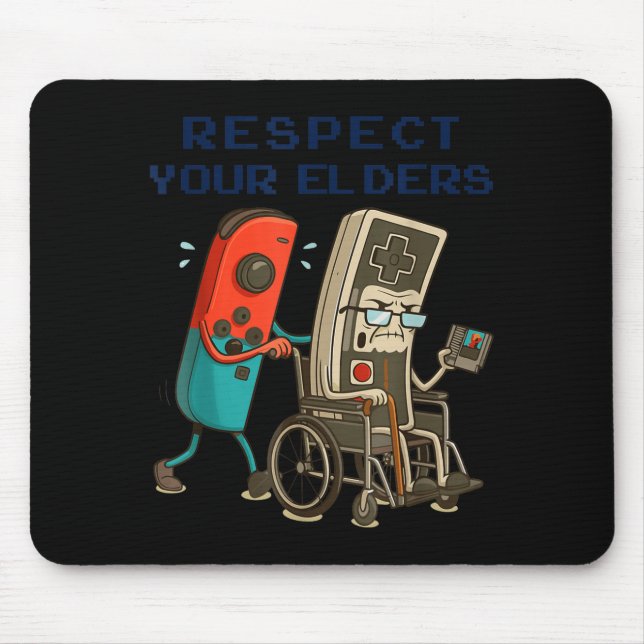 Mousepad Respeite Seus Anciãos Controle de Jogos Retrô Con (Frente)