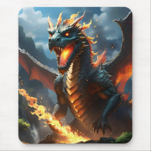 Mousepad "Respiração do Inferno: A Chama do Dragão"